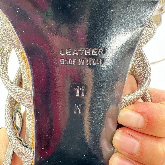 YSL Yves Saint Laurent Women Size 11N Silver Block Buckle Heel Sandal - Picture 10 of 11